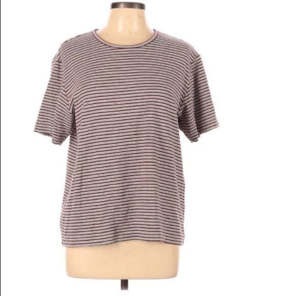 Sport Savvy Womens Striped Short-Sleeve Crewneck T-Shirt Large Cotton/Spandex Bl - Picture 2 of 5